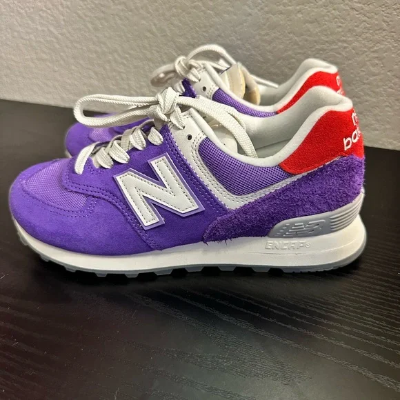 New Balance 574 Purple and Red Sneakers - Picture 7 of 9